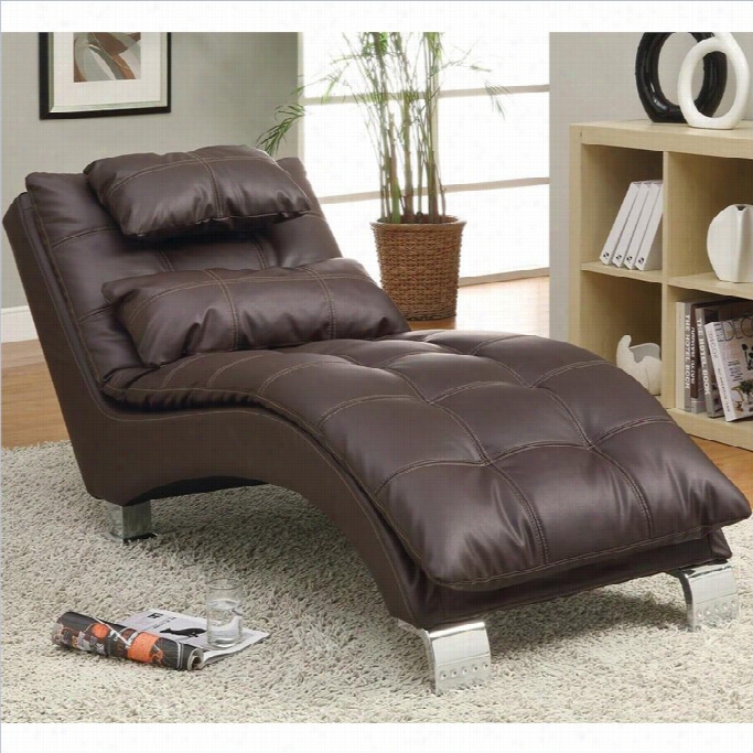 Coaster Faux Leather Chaise In Brown