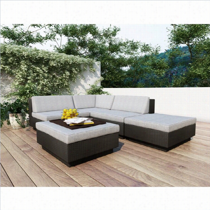 Corliving Park Terrace 5 Piece Partial Patio Set In Boack