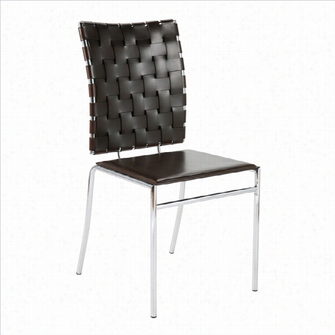 Eurostyle Carlsen Stack Leather Dining Chair In Brown