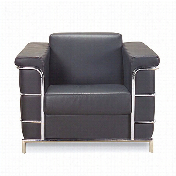 Eurostyle Leander I Leather Club Arm Chair N Bblack