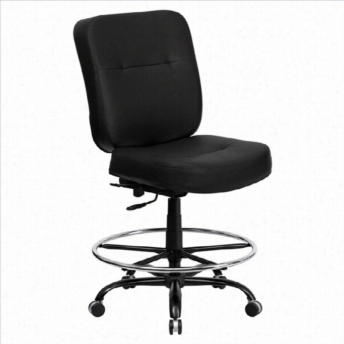 Flash Furniture Hercules Leather Drafting Chair In Black