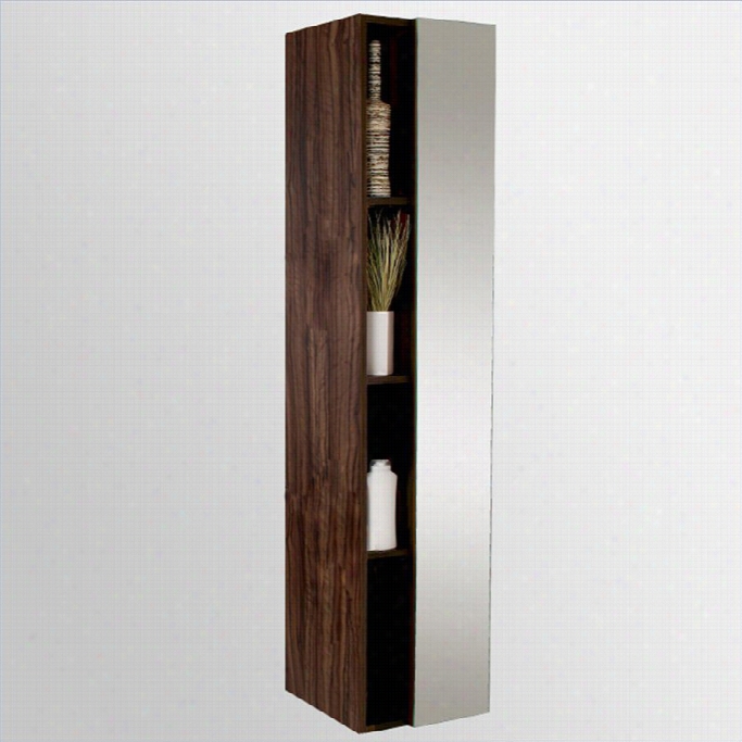 Fresca Senza Bathroom Linen Side Cabinet Upon Cubby Holes In Walnut