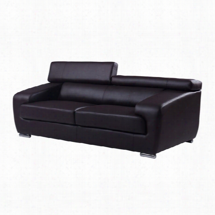 G1obal Furniture Natalie Leather Sofa With Headrest In Chocolate