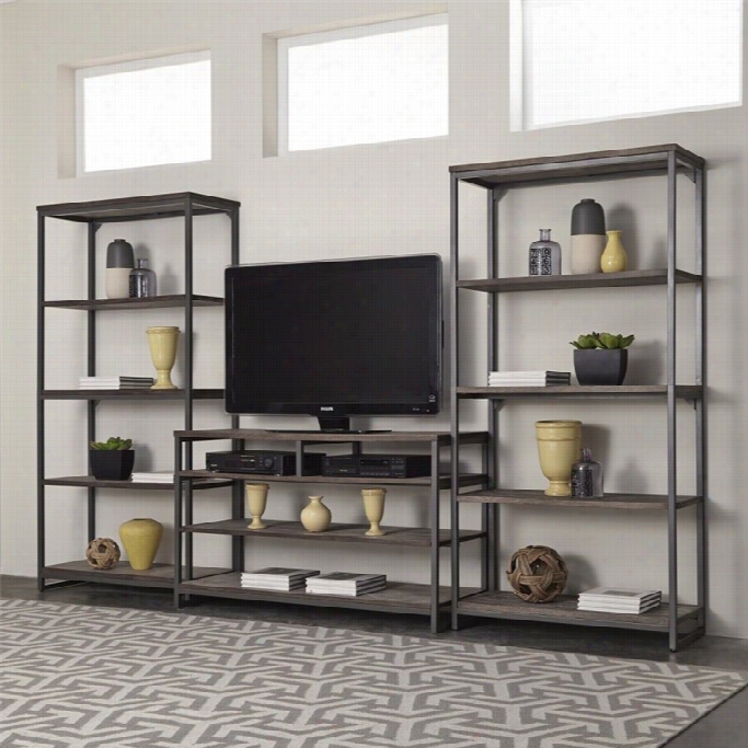 Home Styles Barnside Metro 3 Piece Entertainment Center In Grayy