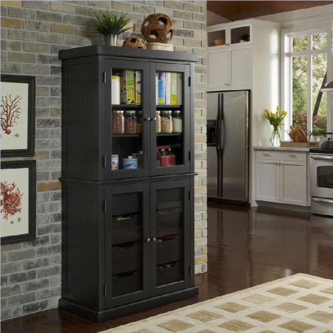 Home Styles Nantucket Distresesd Porcelain Pantry In Black