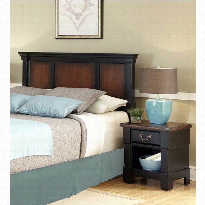 Home Styles The Apsen Collection Headboard And Night St And In Black Cherry-queen