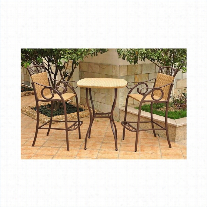 International Caravan Valencia 3 Pc Wicker Bar Hight Bistro Value