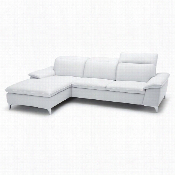 J&m Furniture 1911b Leather Lwft Chaise Sectional In White