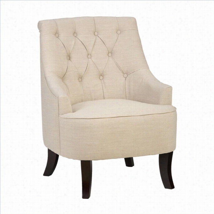 Jofran Upholstered Tufted Accent Swayback Chair In Ivory