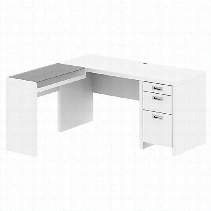 Kathy Ireland By Bush Enw York Skyline L-sshae Desk In Plumeria White