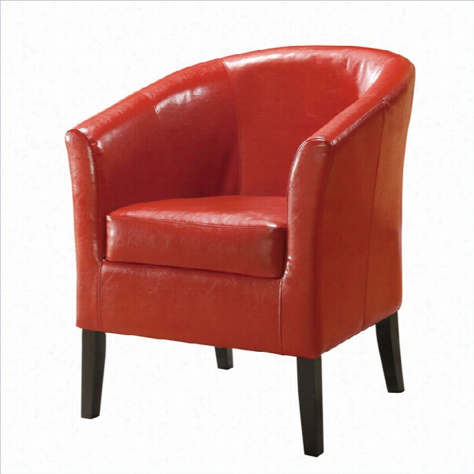 Linon Simon Faux Leather Club Chair In Red