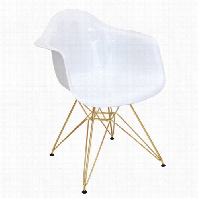 Lumisource Neo Flair Accent Chair In White And  Gold