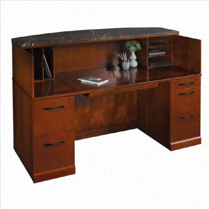 Mayline Sorrnto Reeceptio Ndesk With Marble Counter-bourbon Cherry