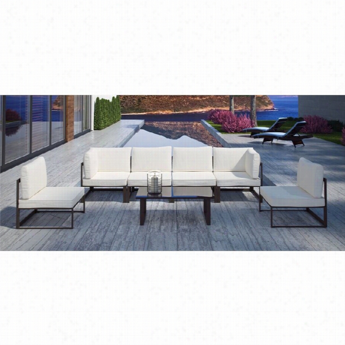 Modway Of Rtuna 7 Gun Outdoor Sofa Set In Brown And White