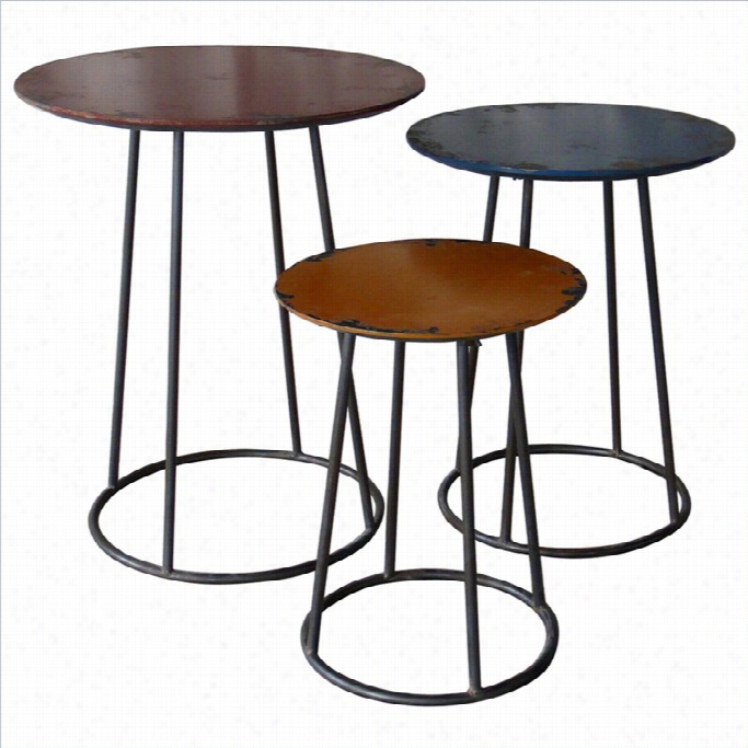 Mo's Metal End Table In Multivolor (set  Of 3)