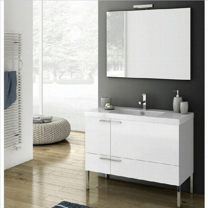 Nameek's Acf 40 New Space 5 Piece Standing Bathroom Vanity Set In Glossy White