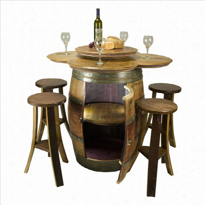 Napa East Collection Wine Barrel Table Set With Cabinet Base