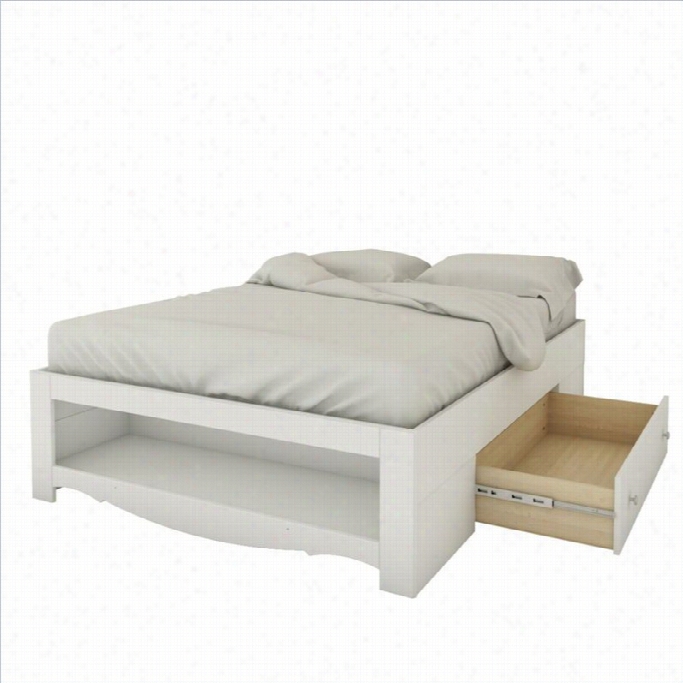 Nexera Dixie Full Size Reversible Bed In White Lacquer And Melamine