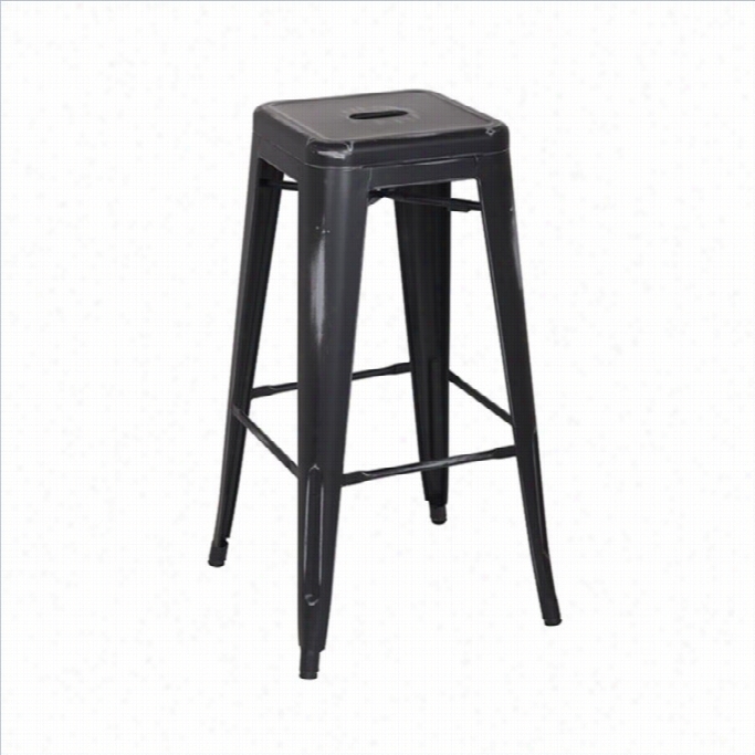 Office Star Bristow 30 Antique Metal Bar Stool In Antique Black-set Of 2