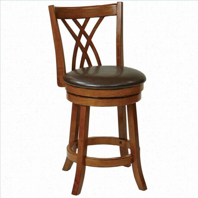 Office Star Metro 24 Wood Swivel Counter Stool In Oak