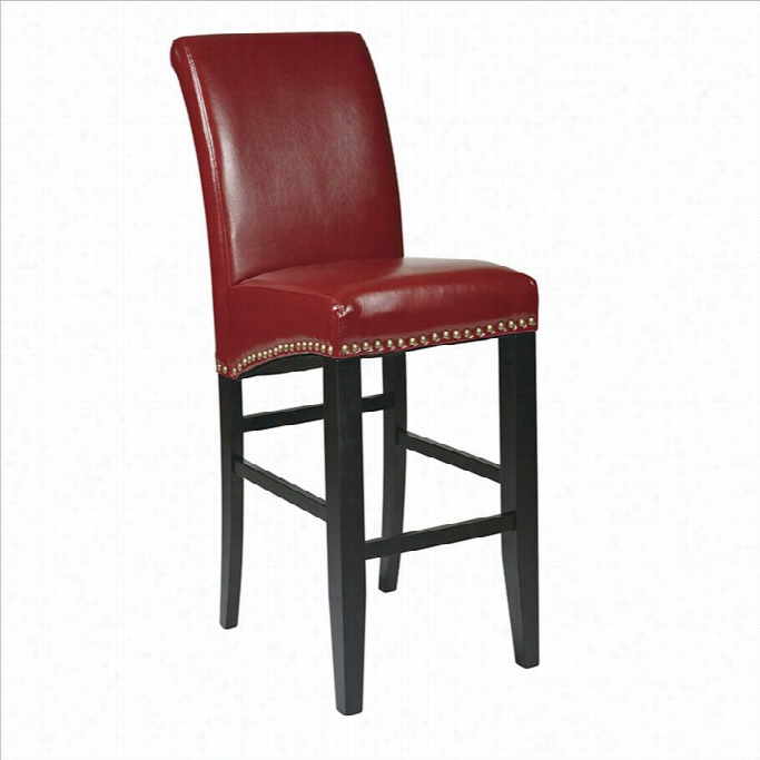 Offiice Star Metro 30 Eco Leather Parsons Bar Stool In Red