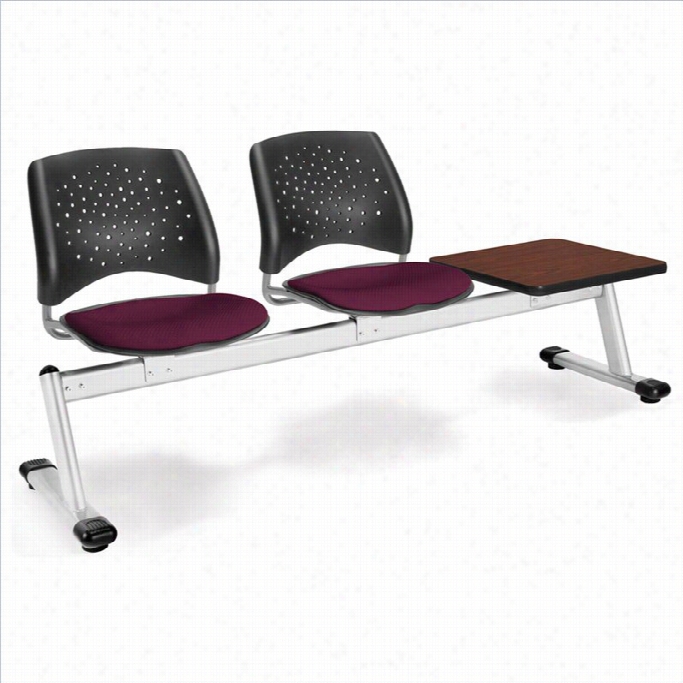 Ofm Star Beam Seating With 2 Seats And Table In Burgundy And Mahogganyy