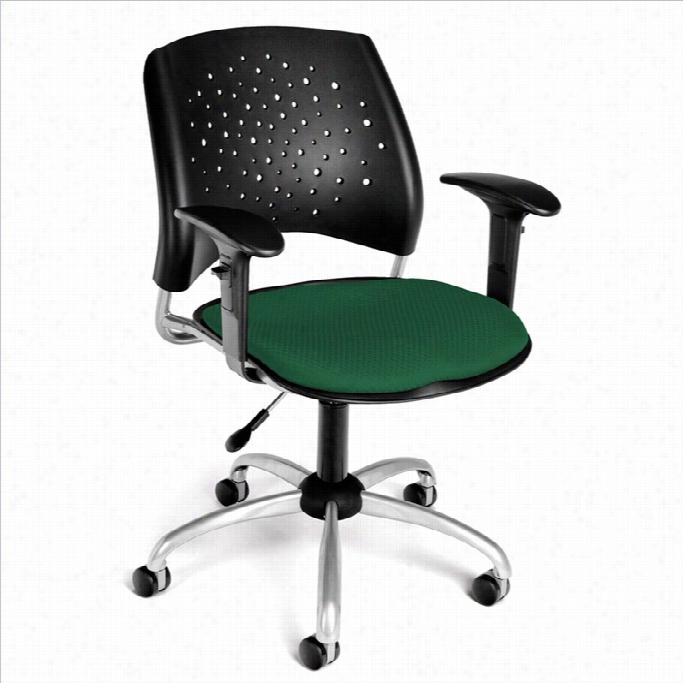 Ofm Star Swivel Office Chair With Arms In Forest Green