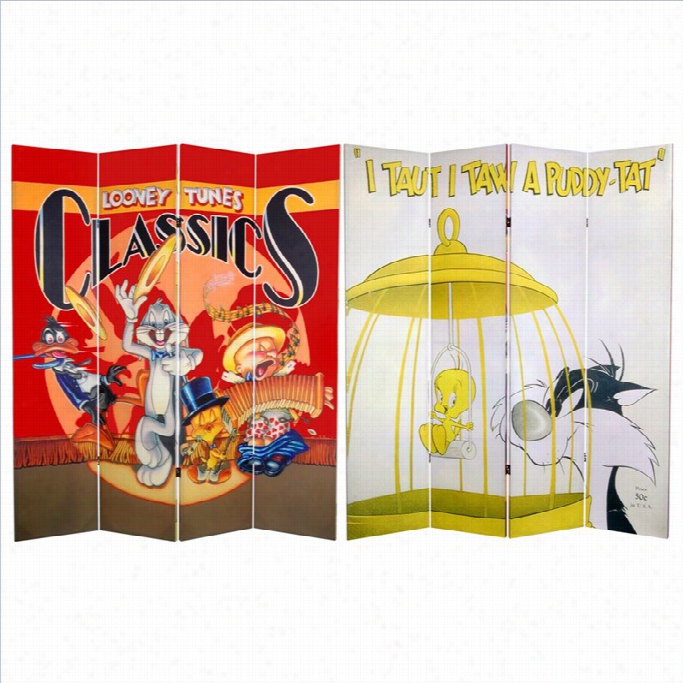 Oriental Double Sided Tweety And Sylvester Canvas Room Divider