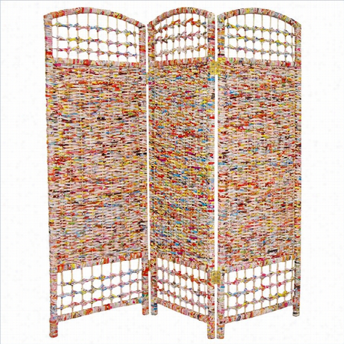 Oriental Recycled Magazine 3 Panel Room Divider