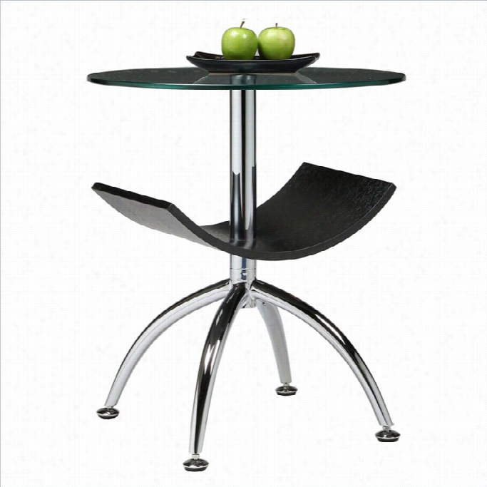 Paastel Furniture Ingardia 20 Round  Glass Top End Stand  In Chrome