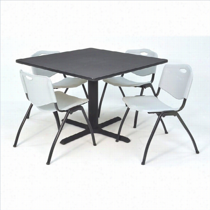 Regency Square Table With 4 M Stack Chairs In Grey