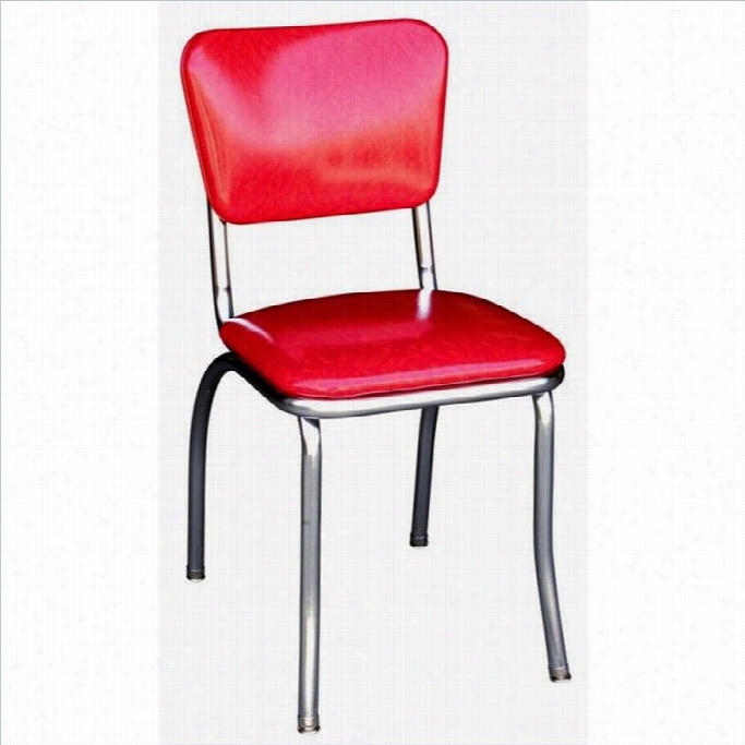 Rihcardson Seating Retro 1950s Chromme Diner Side In Crazed Ice Red