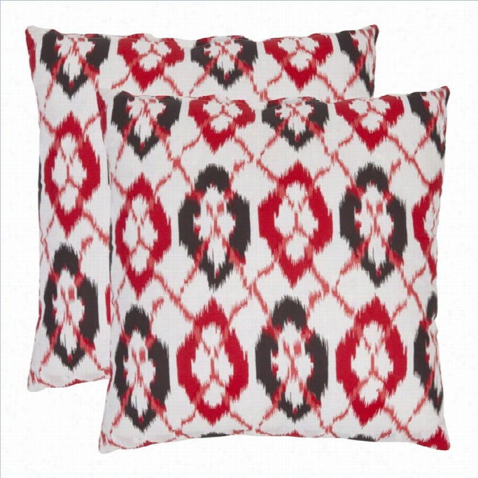 Safavieh Drew 22-inch Cotton Decoratve Pillows In Red (set Of 2)
