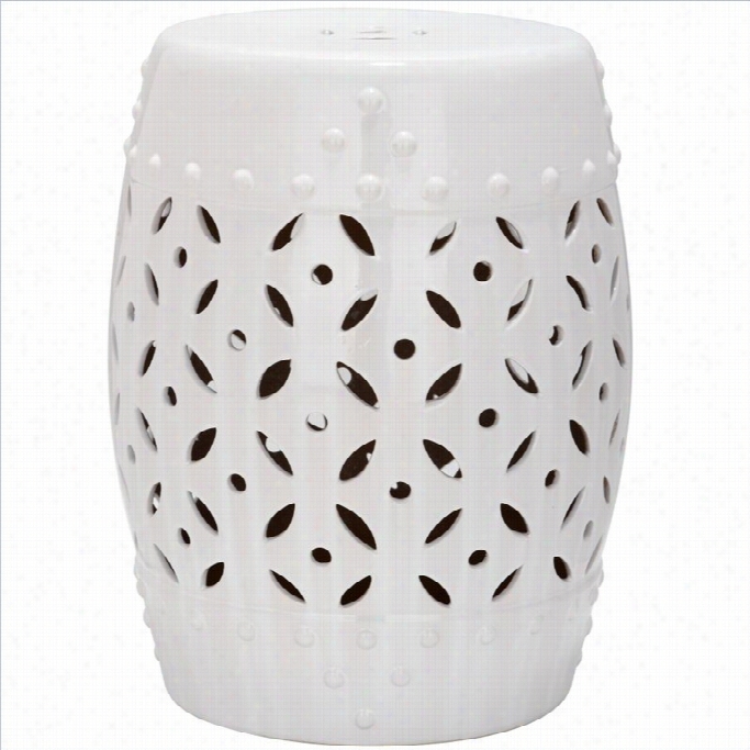 Safavieh Lattice Coin Ceramic Garden Stool In White