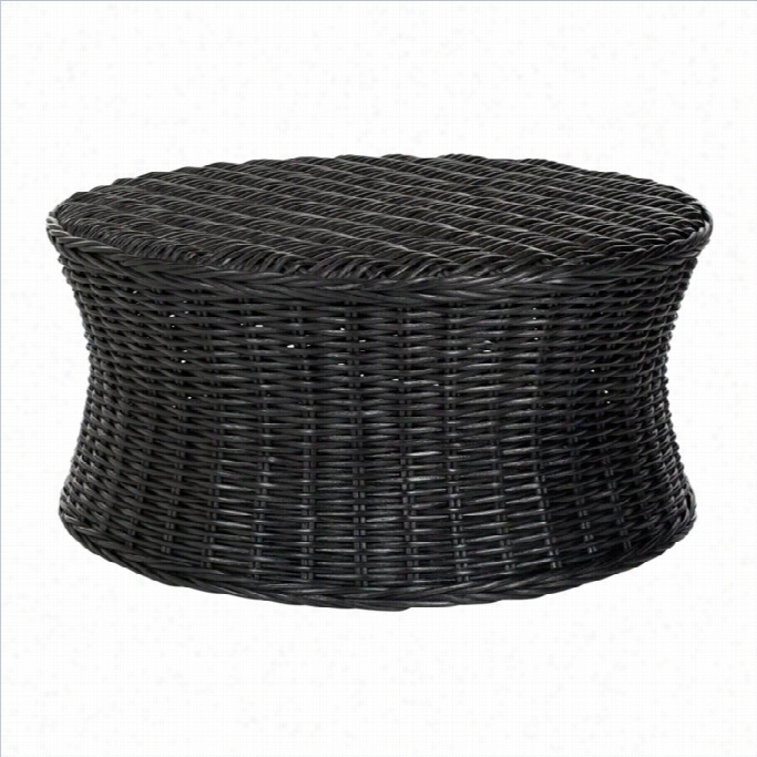 Safavieh Ruxtoon Wicker And Wooden Ottoman In Black