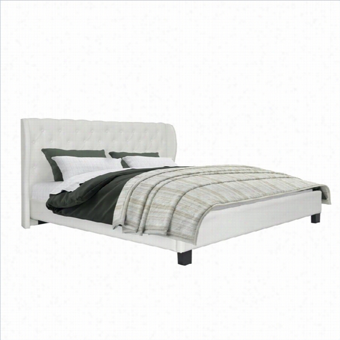 Sonax Corliving Ffairfield Tufted King Bed In White Bonded Leather