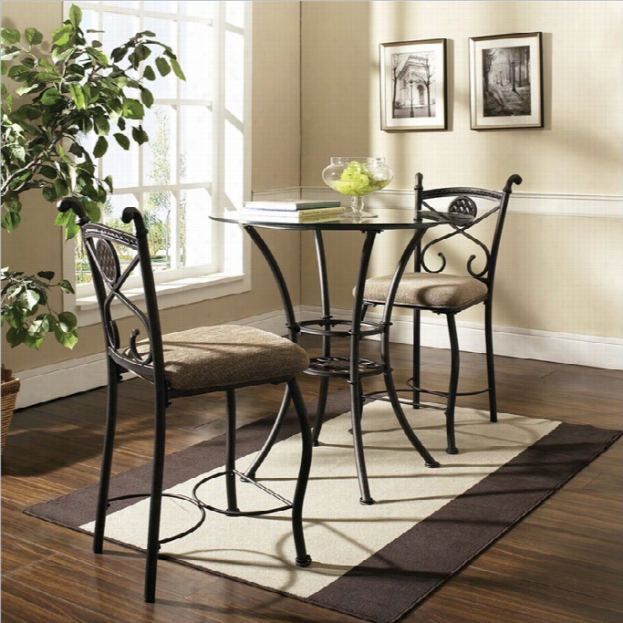 Steve Silver Company Brookfield Make Circular Glass Toop Counter Height Dining Table In Dark Metal