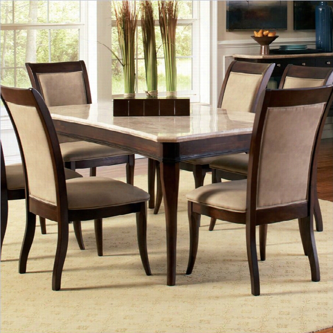 Steve Silver Company Marseile Mrble Top Dining Tabke In Cherry