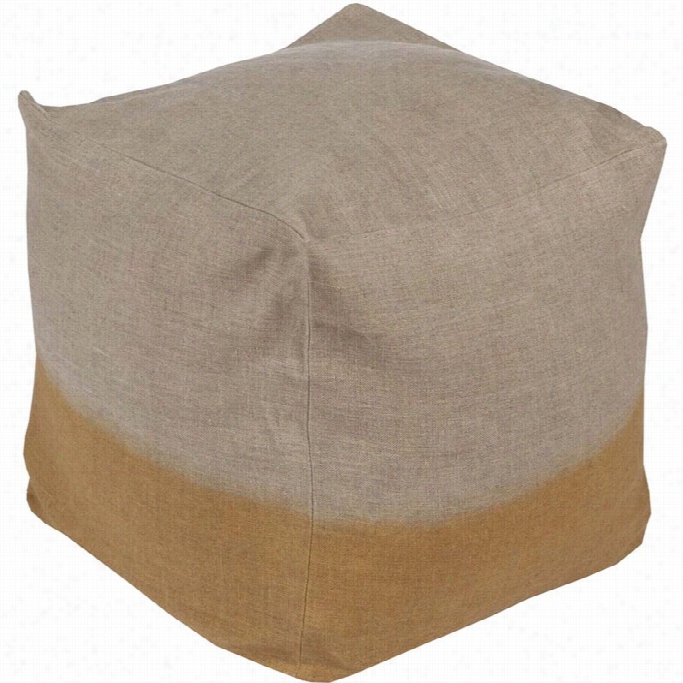 Surya Dive Dyed Linen Cube Pouf Ottoman In Gold