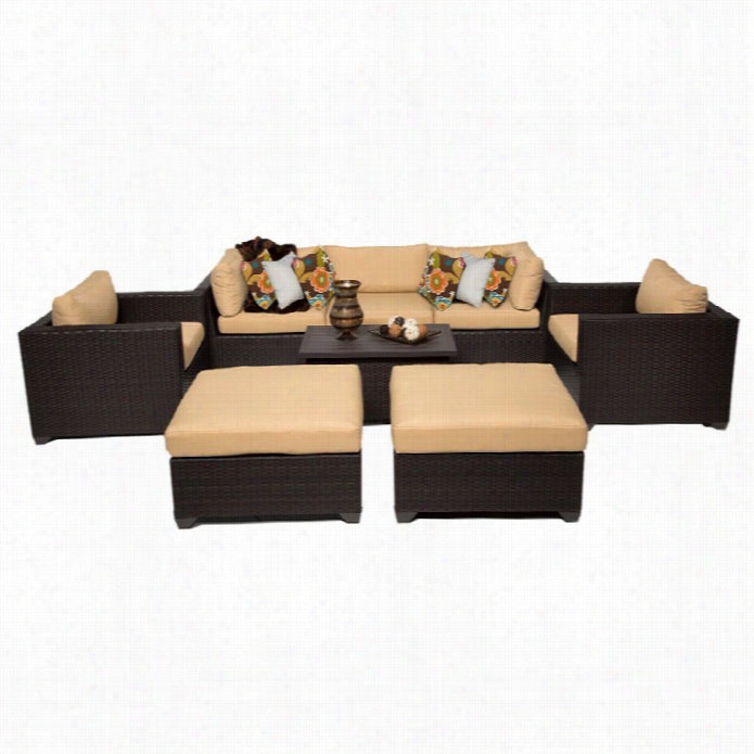 Tkc Bellle 8 Piece Ooutdoor Wicker Sofa Set In Sesame