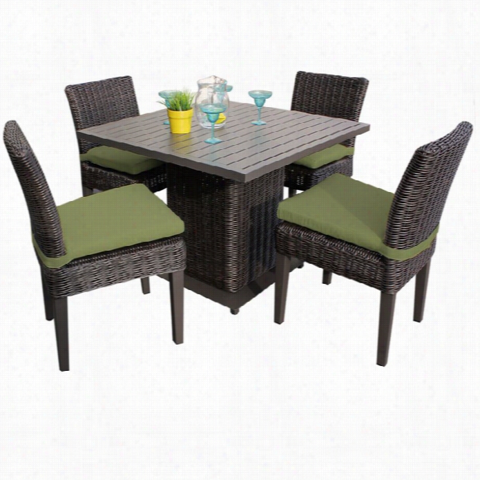 Tkc Venice Regulate 5 Piece Wicker Patio Dining Set In Cilantro