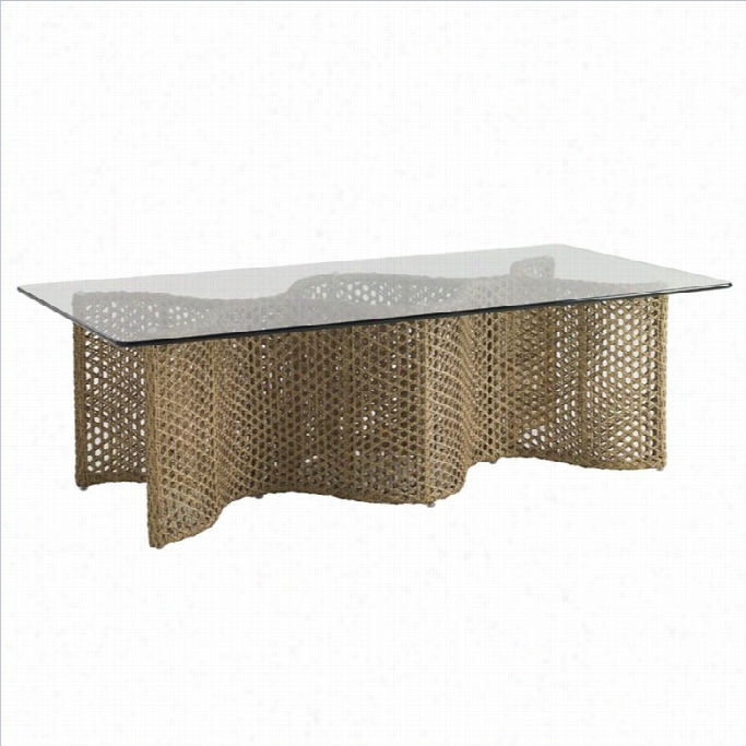 Tommy Bahama Home Avviano Rectangular Glass Top Twig Cocktali Table