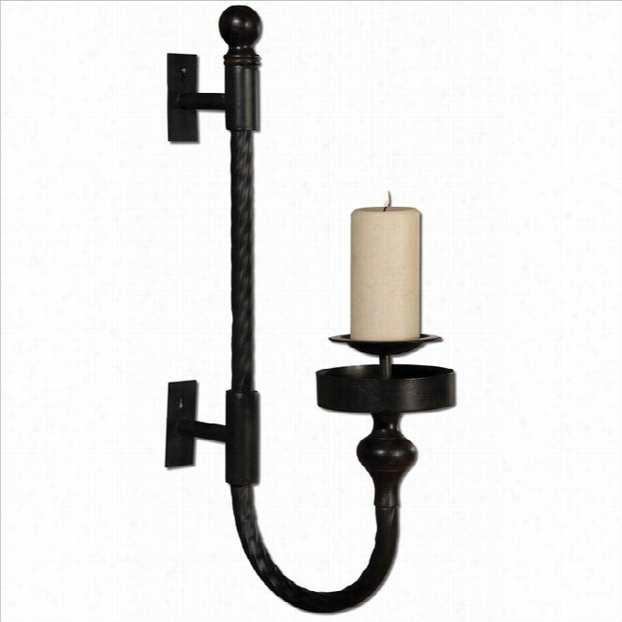 Uttermost Garvin Twist Metal Sconce With Candle In Aged Black