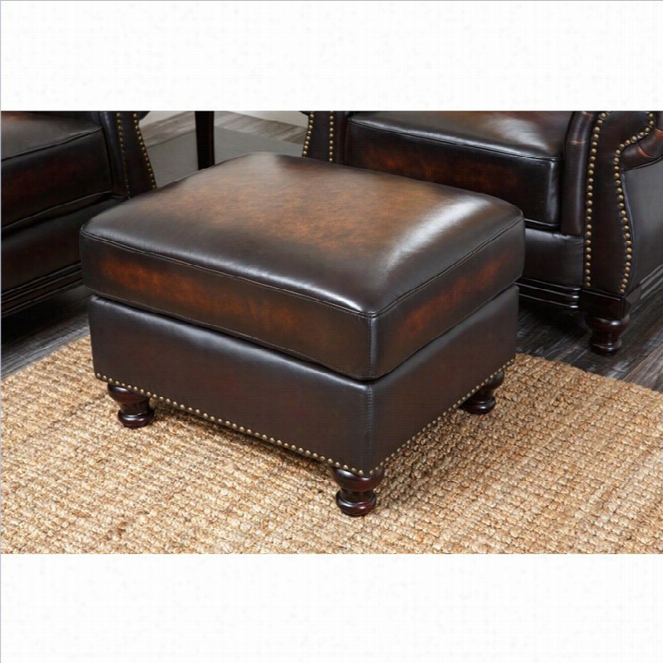 Abbyson Living Barclay Leathee Ottoman In Espresso