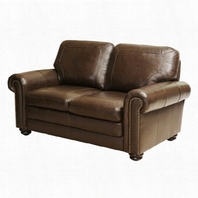 Abbys On Living Bronston Leather Loveseat In Brown
