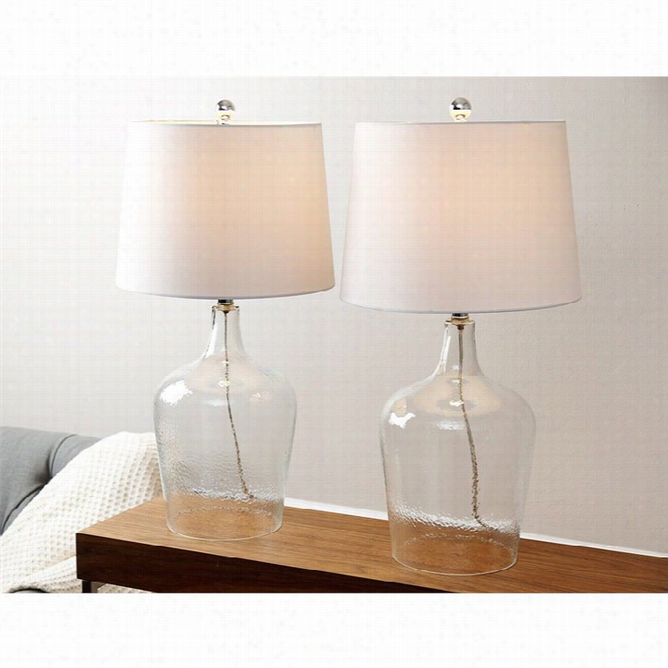 Abbyson Living Delmore Glass Table Lamp In  Clear (set Of 2)