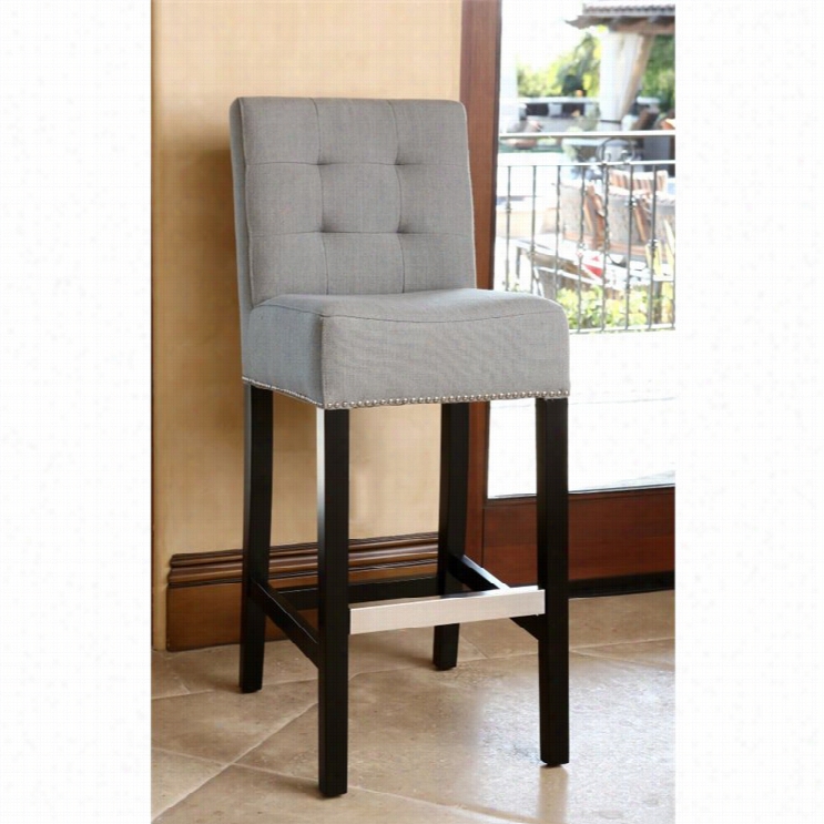 Abbyson Living Linden 30 Linen Bar Stool In Gray