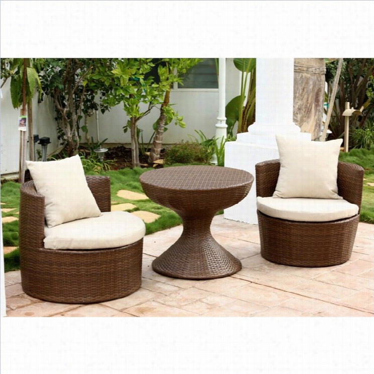 Abbyson Living Palermo Outdo Or Wicker 3 Piece Chairman Set In Brown