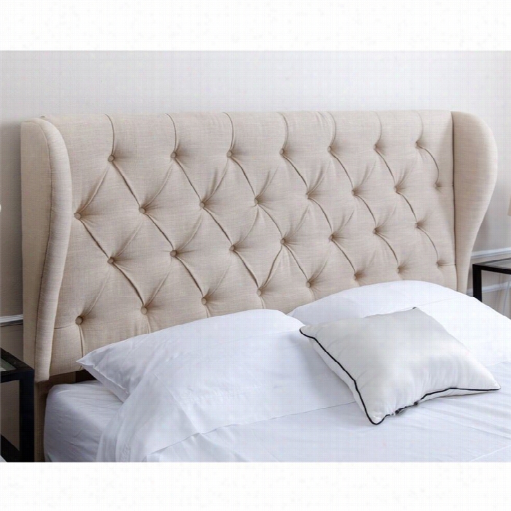 Abbyson Living Tafton Tufted Linen Full Queen Headboard In Wneat