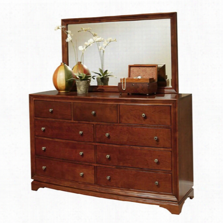 Abbyson Living Trenton Owod 9  Drawer Dresser And Mirror In Walnut